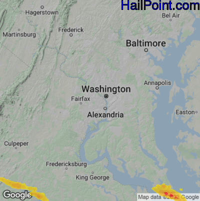 Hail Map for Arlington, VA Region on June 17, 2022 