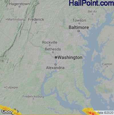 Hail Map for Washington, DC Region on June 17, 2022