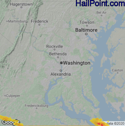 Hail Map for Washington, DC Region on June 17, 2022 