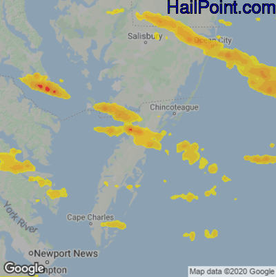 Hail Map for Parksley, DE Region on June 17, 2022