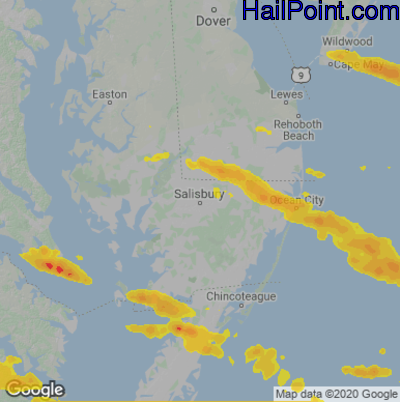Hail Map for Salisbury., MD Region on June 17, 2022