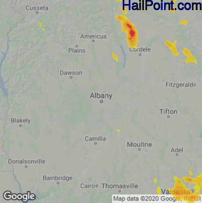 Hail Map for Albany, GA Region on June 17, 2022
