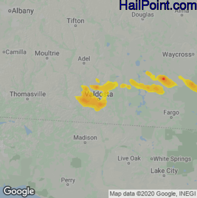 Hail Map for Valdosta, GA Region on June 18, 2022
