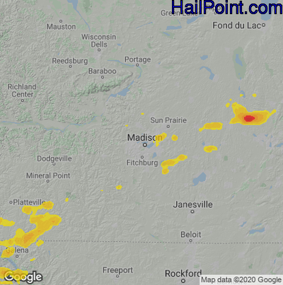 Hail Map for Madison, WI Region on June 21, 2022