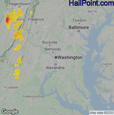 Hail Map for Washington, DC Region on June 22, 2022 