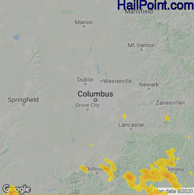 Hail Map for Columbus, OH Region on June 22, 2022