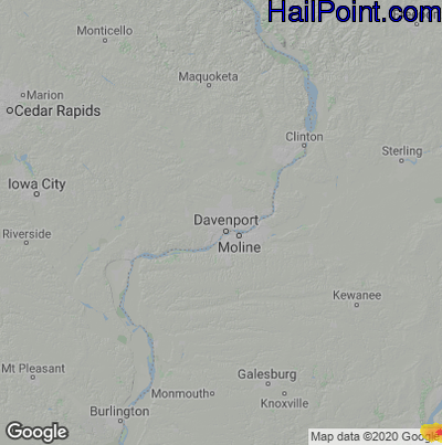 Hail Map for Davenport, IA Region on June 26, 2022