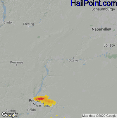Hail Map for Peru, IL Region on June 26, 2022