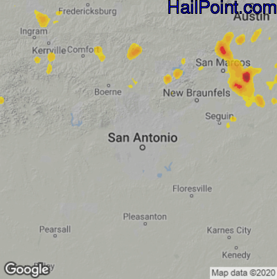 Hail Map for San Antonio, TX Region on June 27, 2022