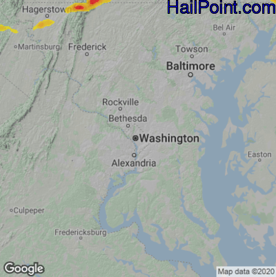 Hail Map for Washington, DC Region on July 2, 2022 