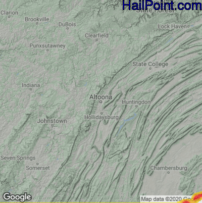 Hail Map for Altoona, PA Region on July 2, 2022