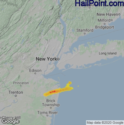 Hail Map for New York, NY Region on July 2, 2022