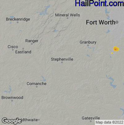 Hail Map for Stephenville, TX Region on July 2, 2022