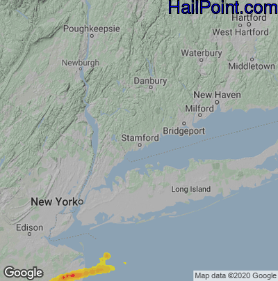 Hail Map for Stamford, CT Region on July 2, 2022 