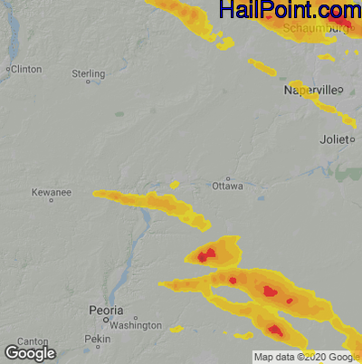 Hail Map for Peru, IL Region on July 4, 2022