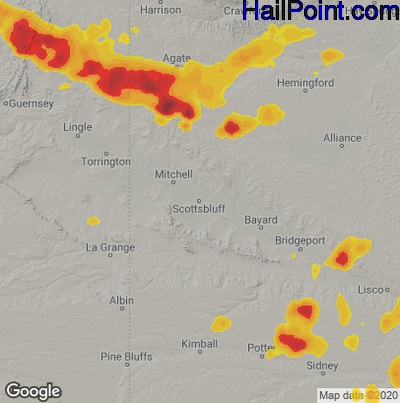 Hail Map for Scottsbluff, NE Region on July 5, 2022 