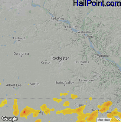 Hail Map for Rochester, MN Region on July 5, 2022 