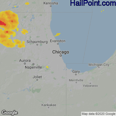 Hail Map for Chicago, IL Region on July 5, 2022 