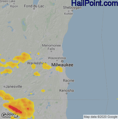 Hail Map for Milwaukee, WI Region on July 5, 2022 