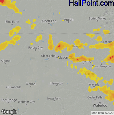 Hail Map for Mason City, IA Region on July 5, 2022