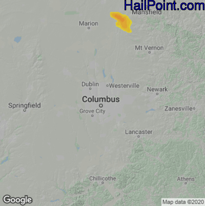 Hail Map for Columbus, OH Region on July 6, 2022 