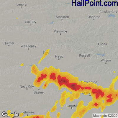 Hail Map for Hays, KS Region on July 6, 2022 