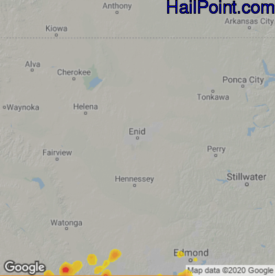 Hail Map for Enid, OK Region on July 8, 2022 