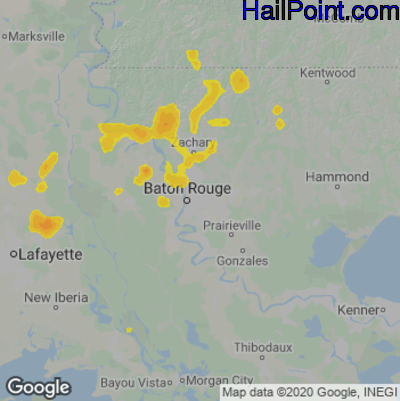 Hail Map for Baton Rouge, LA Region on July 10, 2022