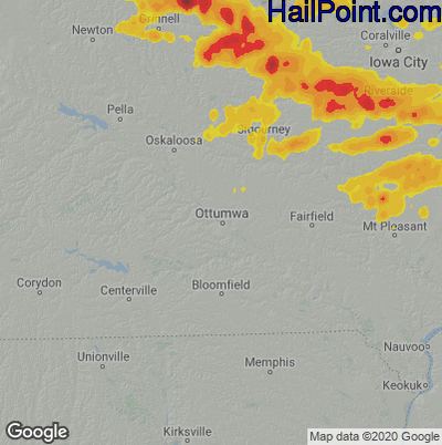 Hail Map for Ottumwa, IA Region on July 11, 2022