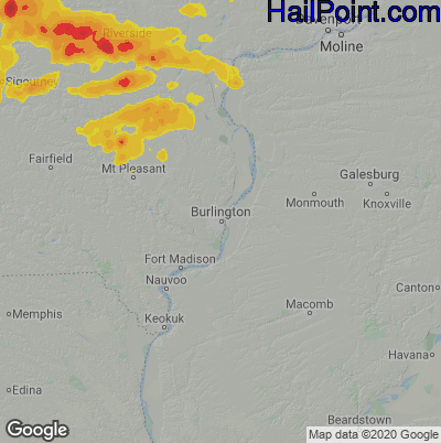 Hail Map for Burlington, IA Region on July 11, 2022