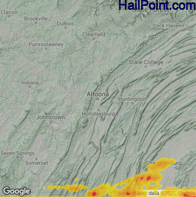 Hail Map for Altoona, PA Region on July 12, 2022 