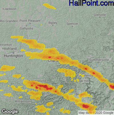 Hail Map for Charleston, WV Region on July 12, 2022 