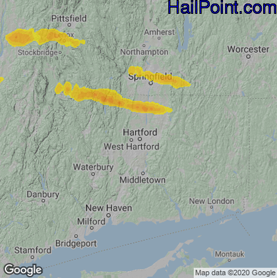 Hail Map for Hartford, CT Region on July 12, 2022