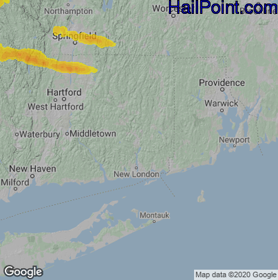 Hail Map for Norwich, CT Region on July 12, 2022 