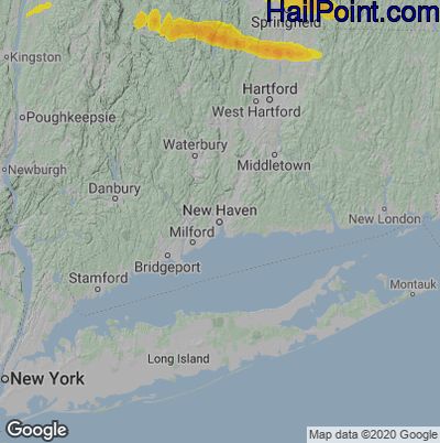 Hail Map for New Haven, CT Region on July 12, 2022