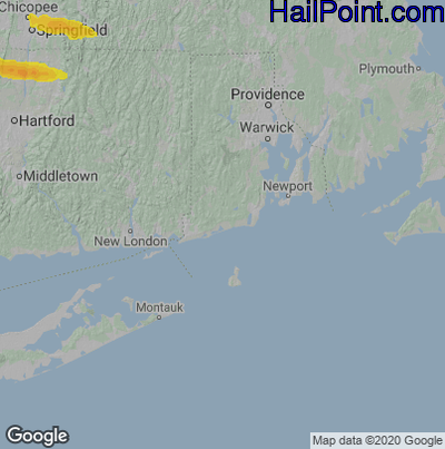 Hail Map for Charlestown, RI Region on July 12, 2022 