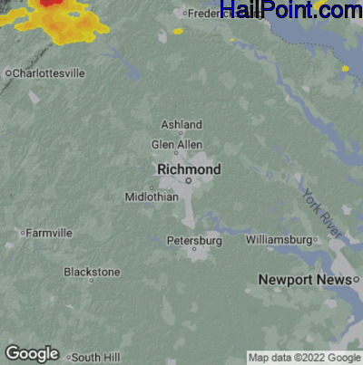 Hail Map for Richmond, VA Region on July 12, 2022 