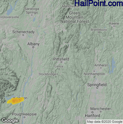 Hail Map for Pittsfield, MA Region on July 14, 2022