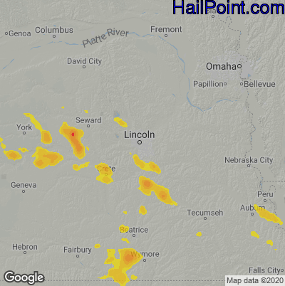 Hail Map for Lincoln, NE Region on July 14, 2022 