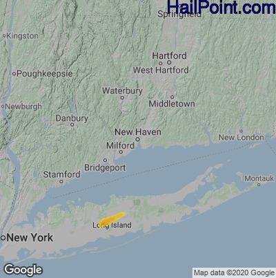 Hail Map for New Haven, CT Region on July 14, 2022