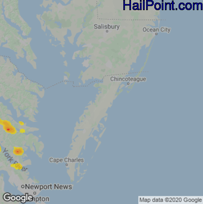 Hail Map for Parksley, DE Region on July 15, 2022