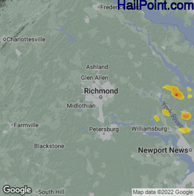 Hail Map for Richmond, VA Region on July 15, 2022