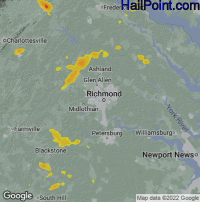 Hail Map for Richmond, VA Region on July 16, 2022