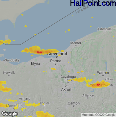 Hail Map for Cleveland, OH Region on July 17, 2022