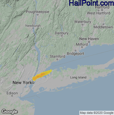 Hail Map for Stamford, CT Region on July 18, 2022 