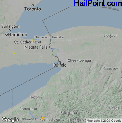 Hail Map for Buffalo, NY Region on July 20, 2022