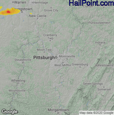 Hail Map for Pittsburgh, PA Region on July 21, 2022
