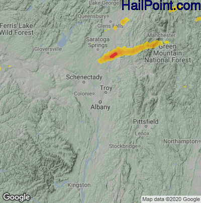 Hail Map for Albany, NY Region on July 21, 2022