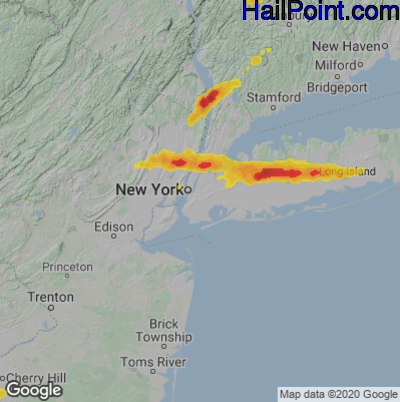 Hail Map for New York, NY Region on July 21, 2022 