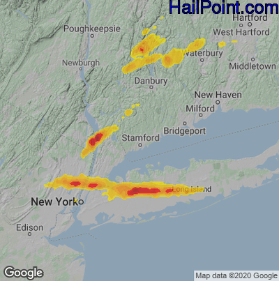 Hail Map for Stamford, CT Region on July 21, 2022 